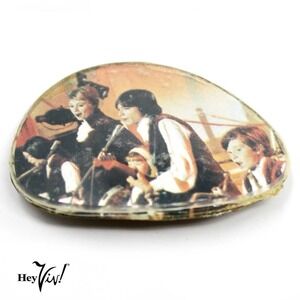 Vintage Partridge Family Eyeglass Lens Pin - Handmade 70s Fan Art - Hey Viv